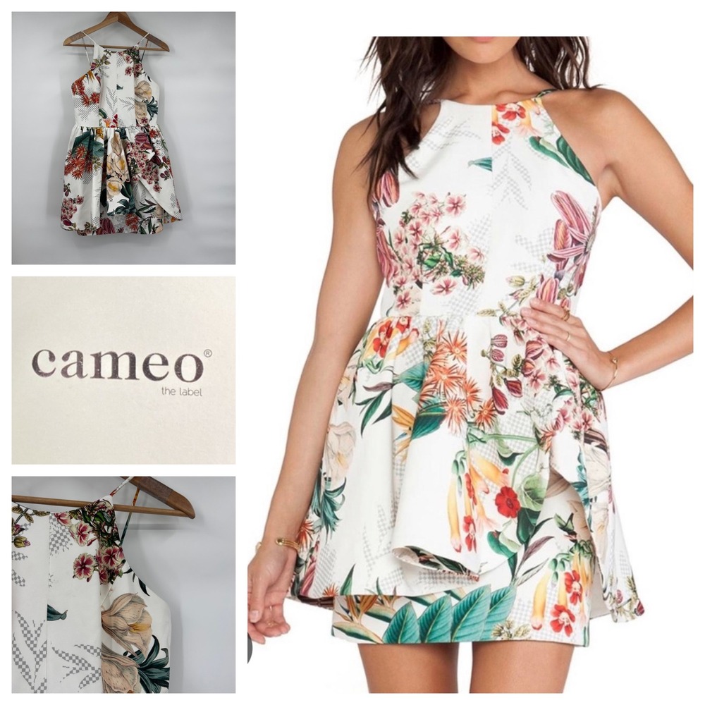 Cameo the Label Botanical Print Winter Wind Dress High Neck Mini Size S